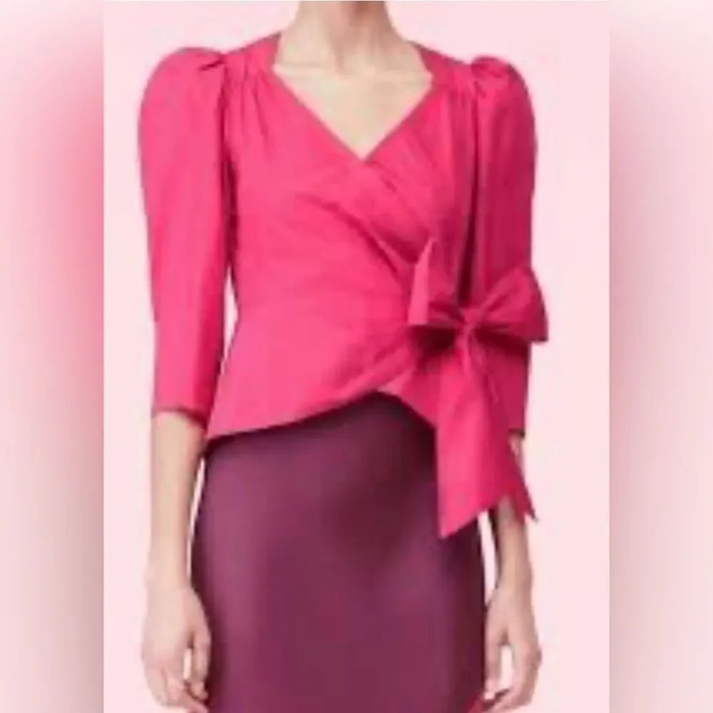 Rebecca Taylor Elegant Pink bow Women's taffeta Top, US16